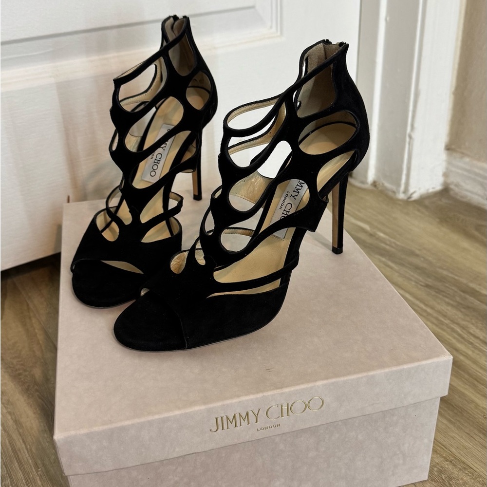 Jimmy Choo Black Strappy Stiletto Heels